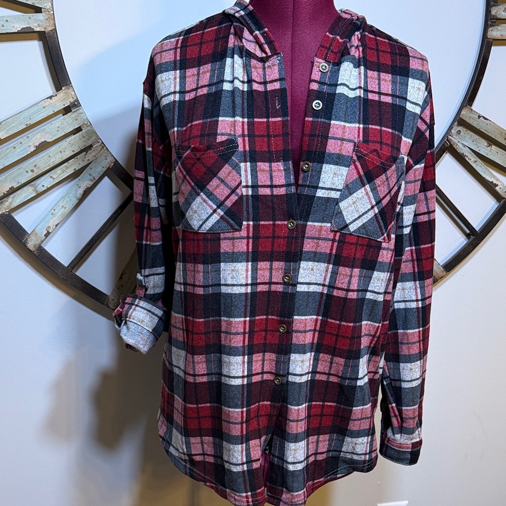 Room Mates Plaid Button-Up Shirt - Red and Black
